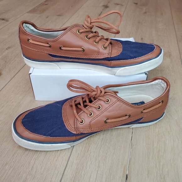 Polo Ralph Lauren Parkstone Low Canvas Leather Mens Size 12 D Duck Boat READ - Picture 2 of 12